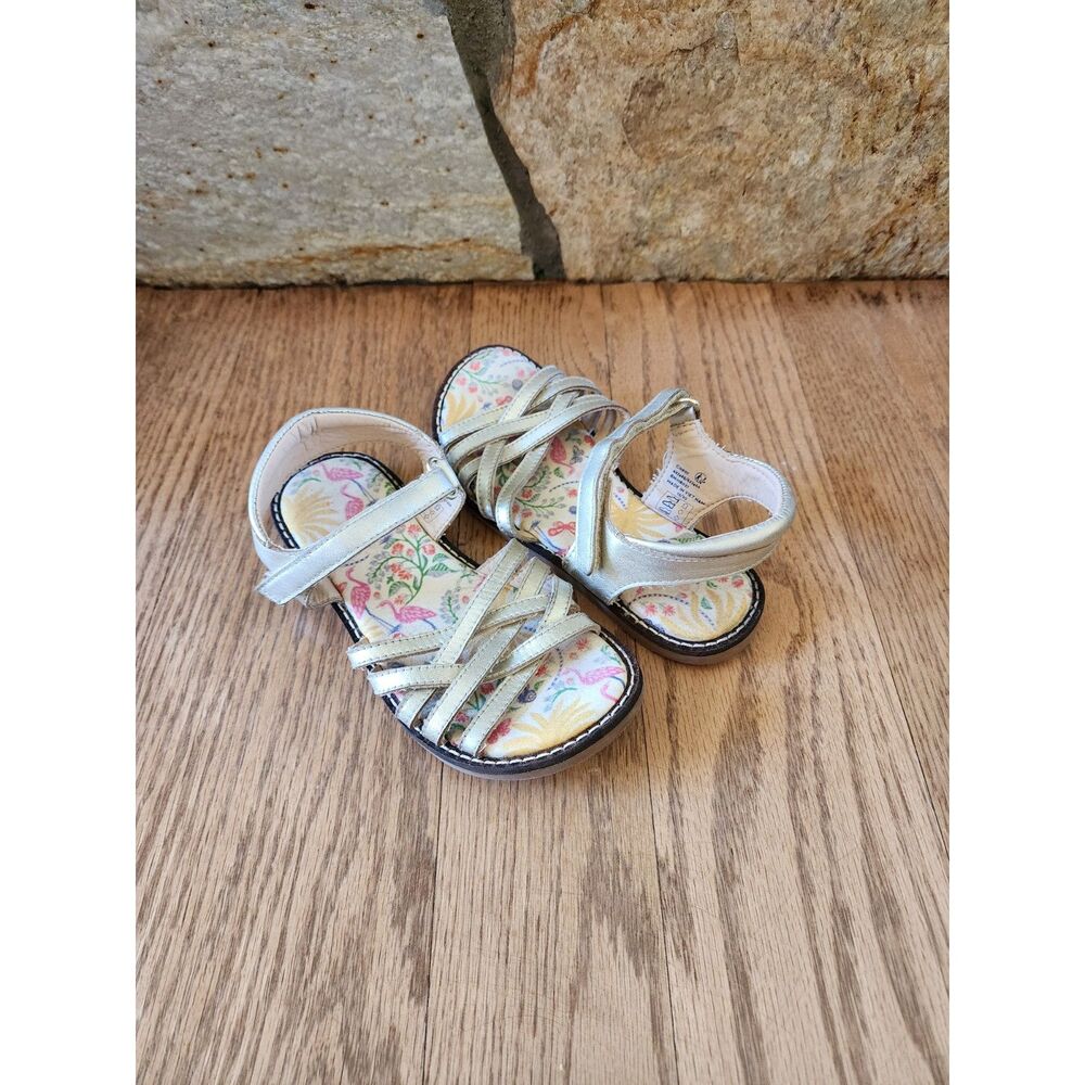 Mini Boden Approx. Size 11 Gold Loop and Hook Strap Sandals GUC Spring Summer